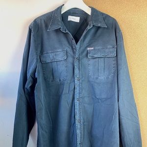 Ovadia Moleskin feel Cotton Navy shirt Like NEW